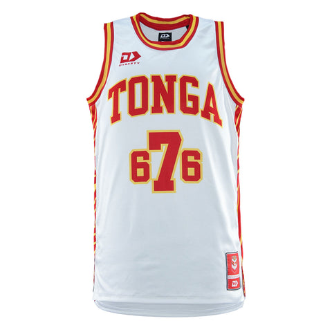 2025 Tonga Rugby League Junior Basketball Singlet - White