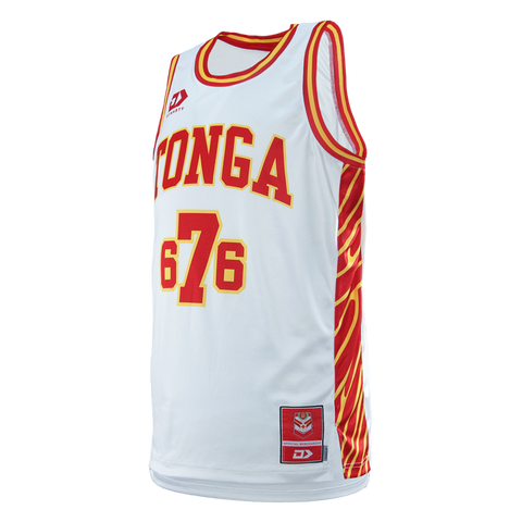 2025 Tonga Rugby League Junior Basketball Singlet - White