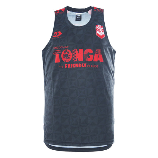 Tonga Rugby League Adults Training Singlet - Black