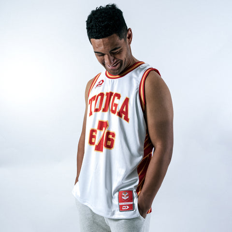 2025 Tonga Mens Basketball Singlet - White