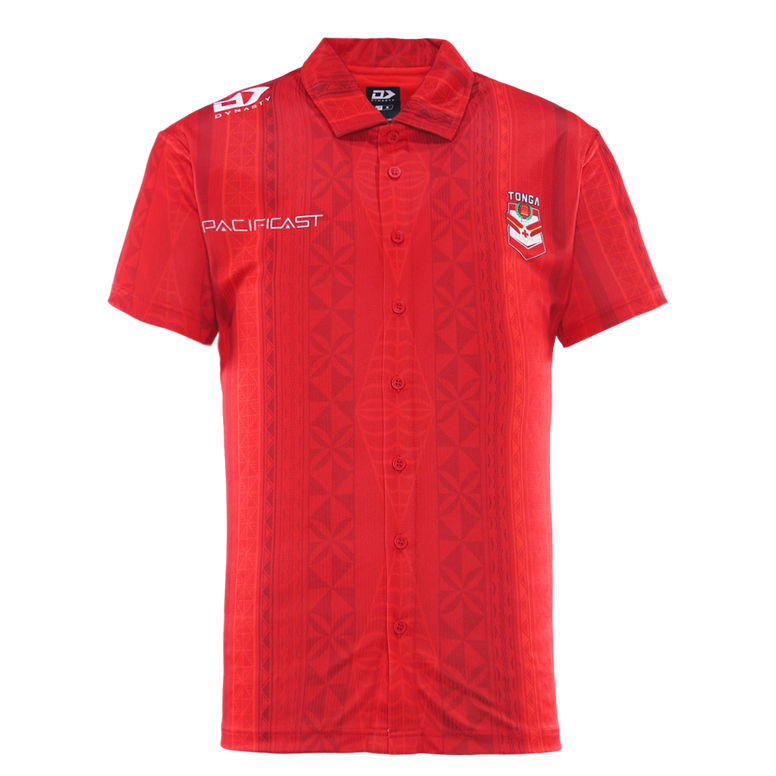 2025 Tonga Mens Button Up Polo - Red