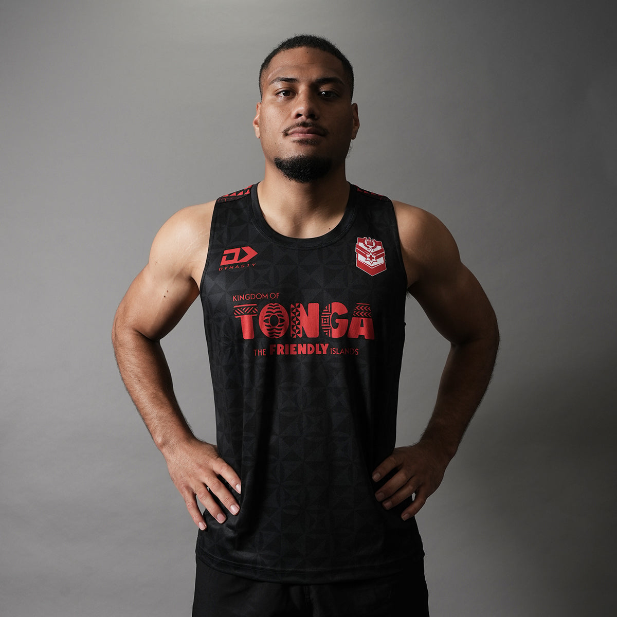 Tonga Rugby League Adults Training Singlet - Black